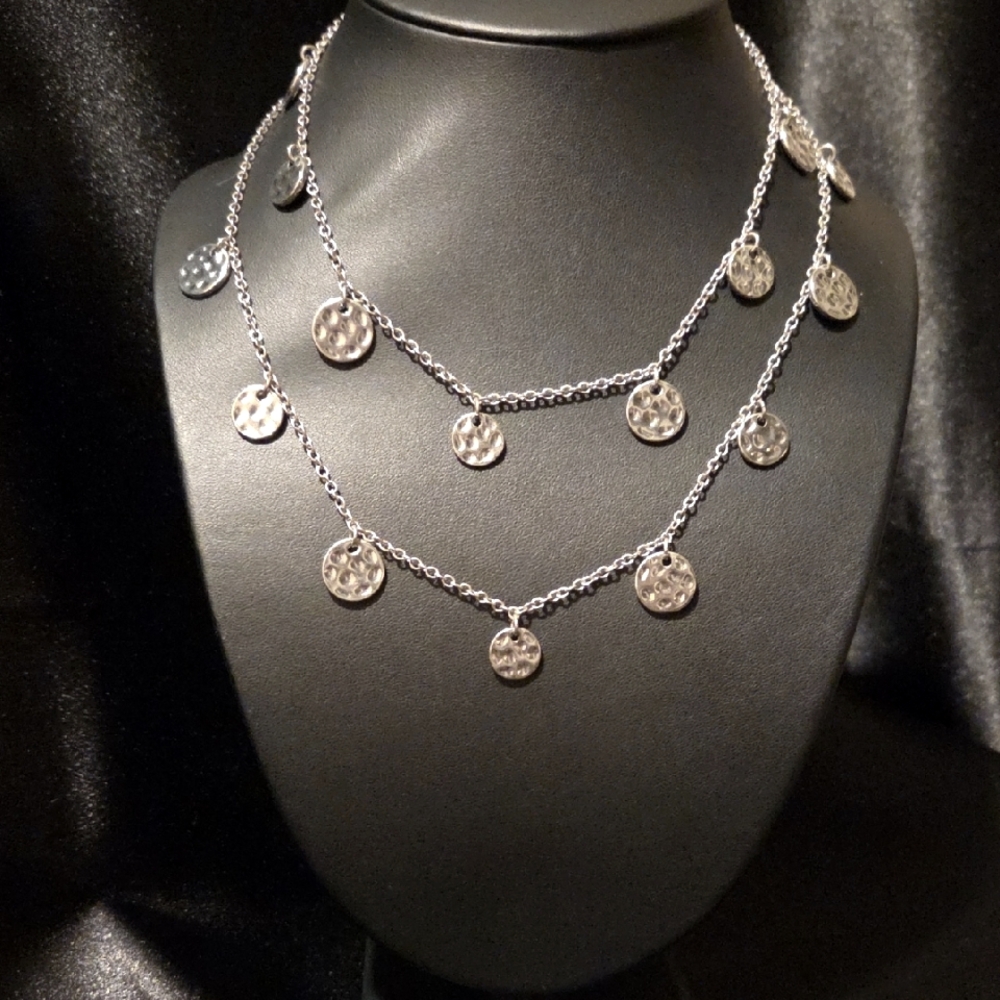 Estated Silver Hammered Coin Necklace